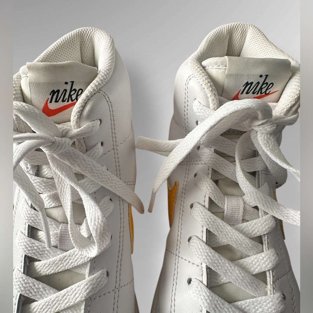Nike Womens 8 Sneaker Court Royale 2 Mid White Gold Swoosh Retro Shoe DJ2005-100 - Picture 7 of 12